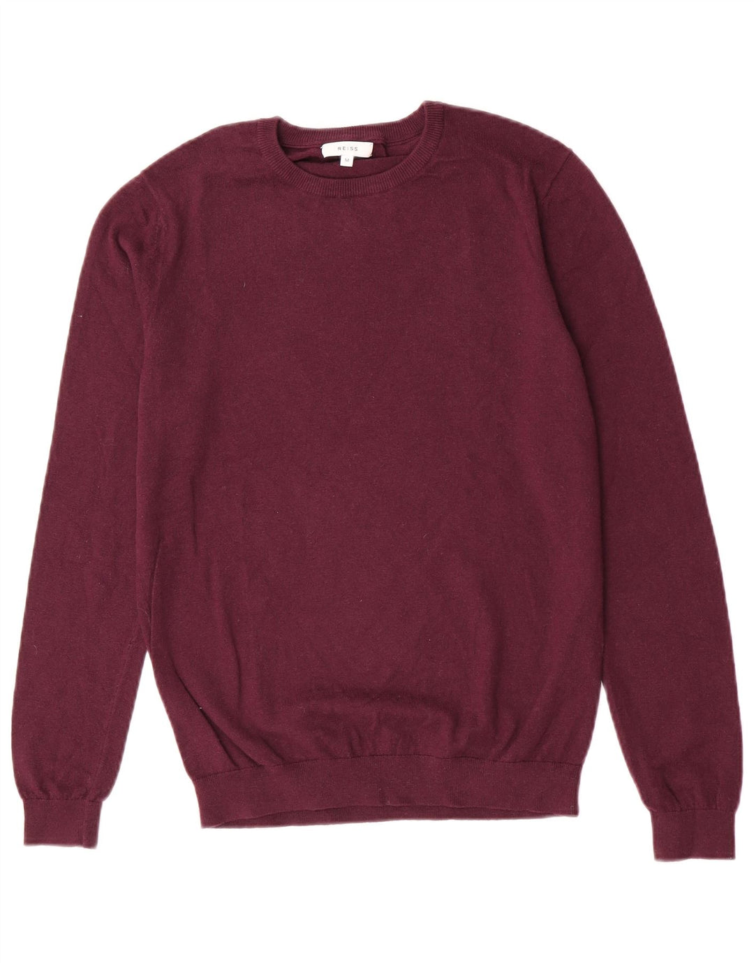 Reiss Mens Crew Neck Jumper Sweater Medium Maroon Wool