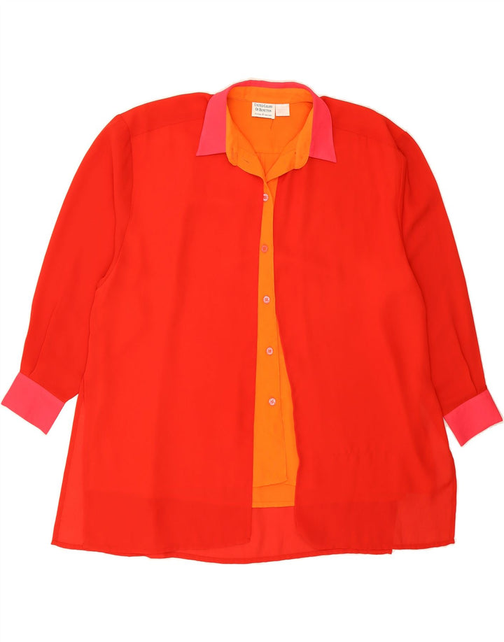 BENETTON Womens Shirt Blouse UK 16 Large Red Colourblock Polyester Vintage Benetton and Second-Hand Benetton from Messina Hembry 