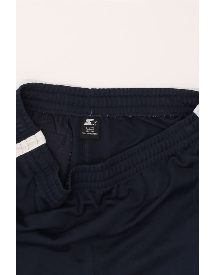 STARTER Mens Tracksuit Trousers Large Navy Blue Colourblock Polyester Vintage Starter and Second-Hand Starter from Messina Hembry 