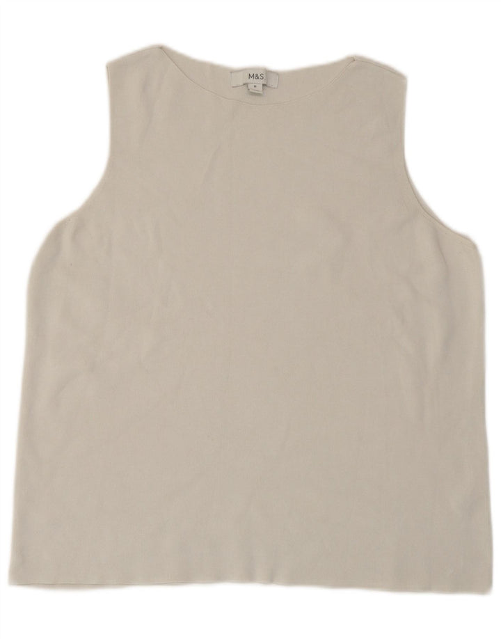 Marks & Spencer Womens Vest Top UK 16 Large Off White Viscose