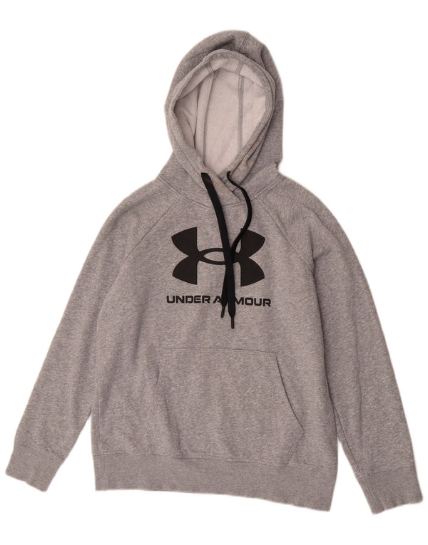 Under Armour Womens Graphic Oversized Hoodie Jumper UK 10 Small Grey Cotton