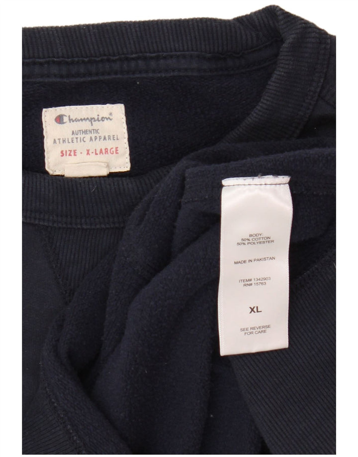 CHAMPION Mens Graphic Sweatshirt Jumper XL Navy Blue Cotton