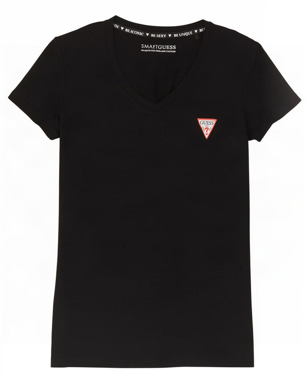 Guess Womens T-Shirt Top UK 4 XS Black Cotton