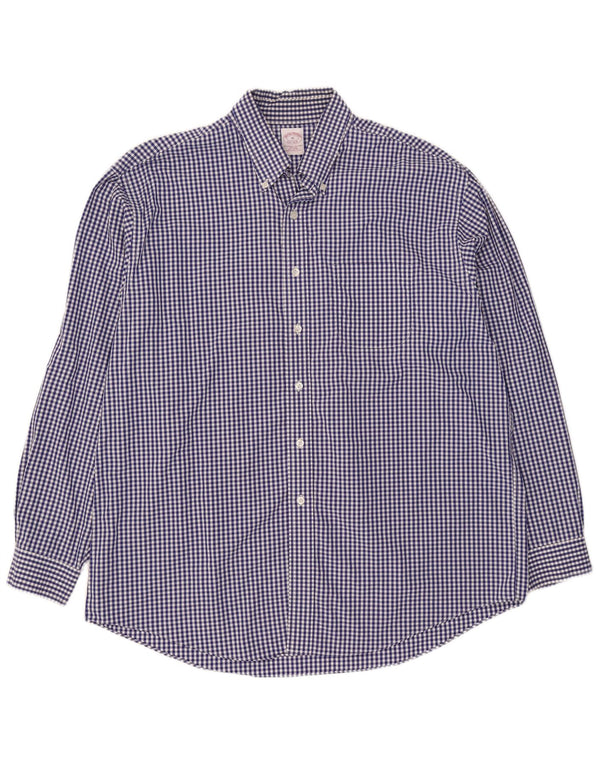 Brooks Brothers Mens Shirt XL Blue Gingham Cotton