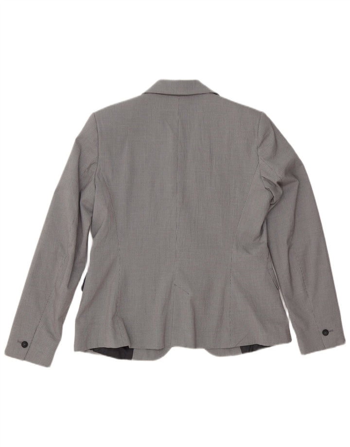 Zara Womens 1 Button Blazer Jacket EU 40 Medium Grey Houndstooth Polyester