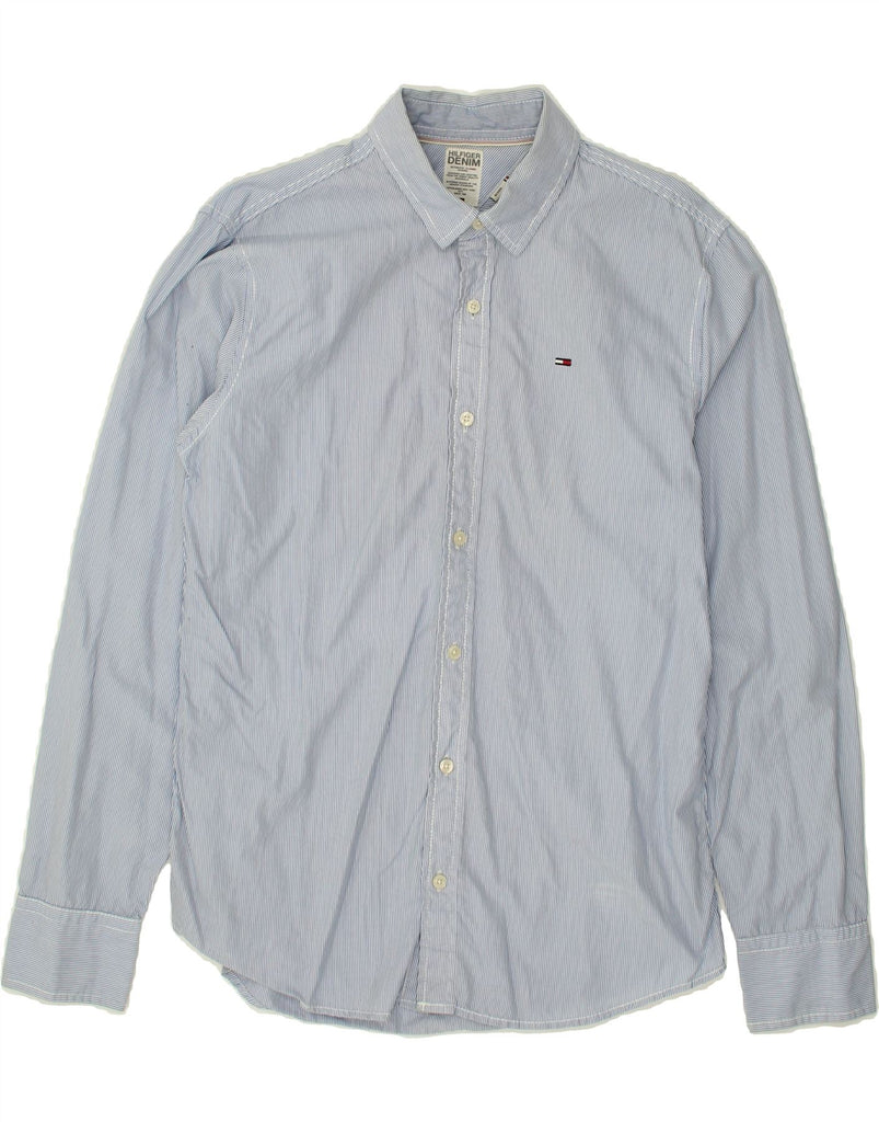 TOMMY HILFIGER Mens Shirt Medium Blue Pinstripe Cotton | Vintage Tommy Hilfiger | Thrift | Second-Hand Tommy Hilfiger | Used Clothing | Messina Hembry 