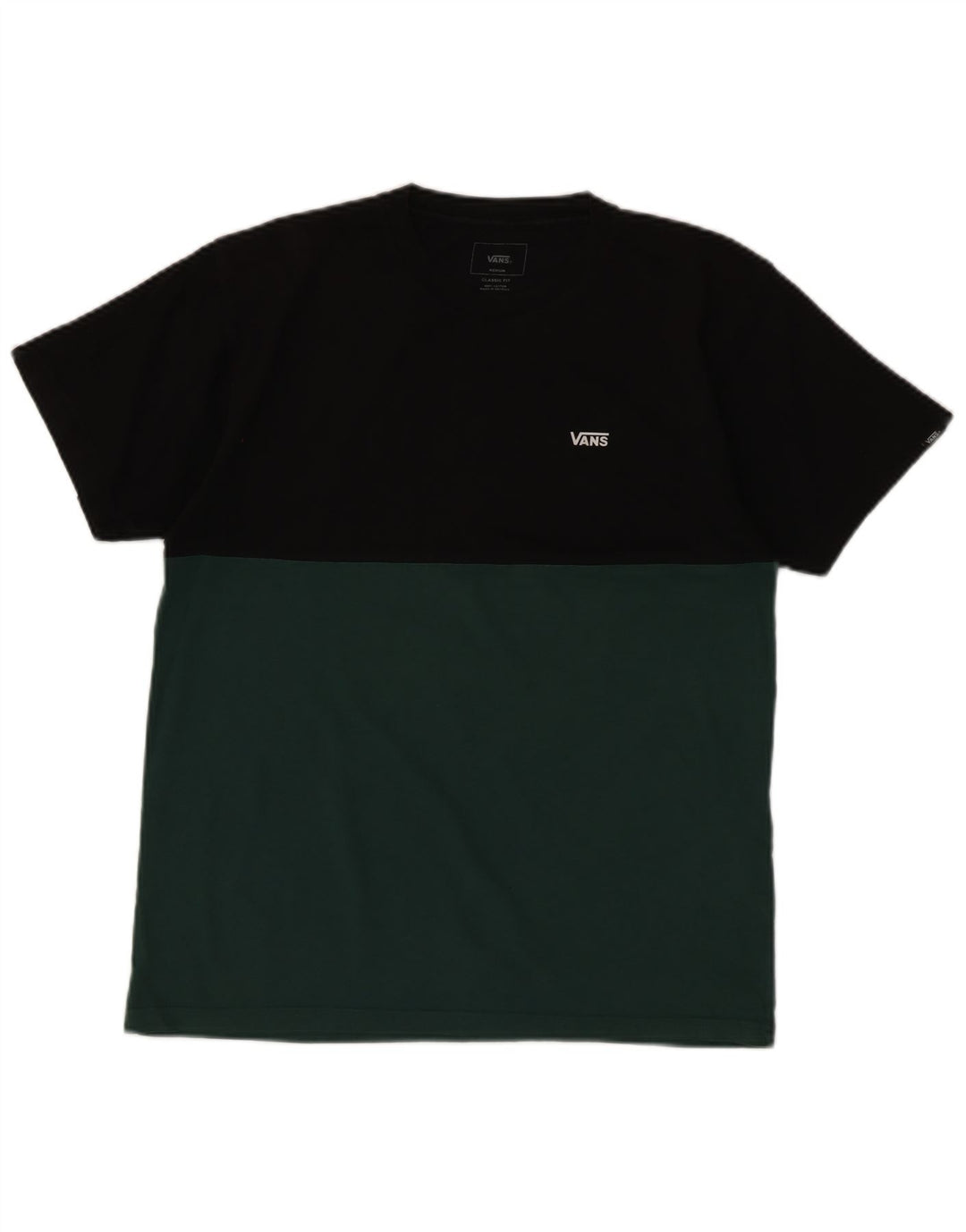 Vans Mens Classic Fit T-Shirt Top Medium Black Colourblock Cotton