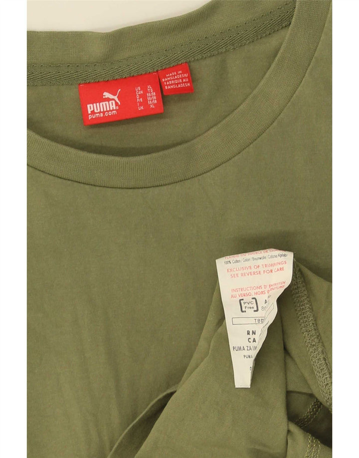 Puma Mens Graphic Top Long Sleeve XL Green Cotton
