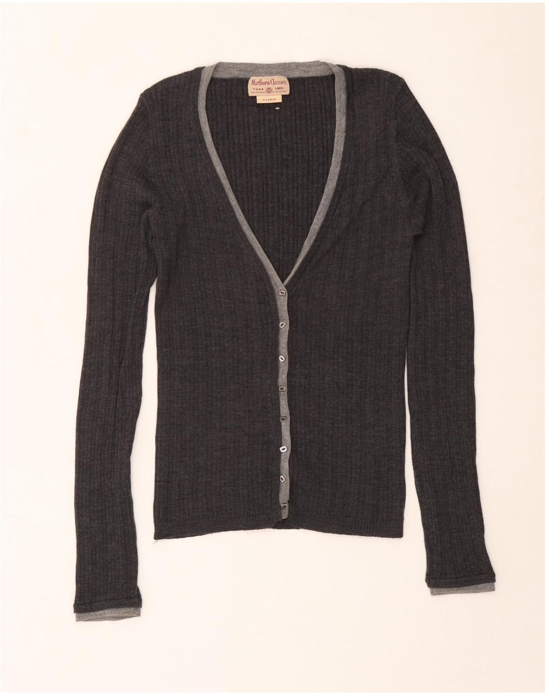 Marlboro Classics Womens Cardigan Sweater UK 18 XL Grey Wool
