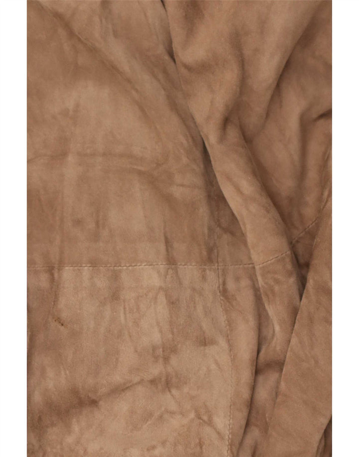 Vintage Womens Suede Overcoat UK 14 Medium Beige Leather