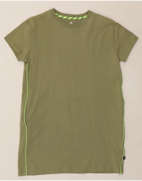 Converse Womens T-Shirt Dress UK 14 Medium Khaki Cotton