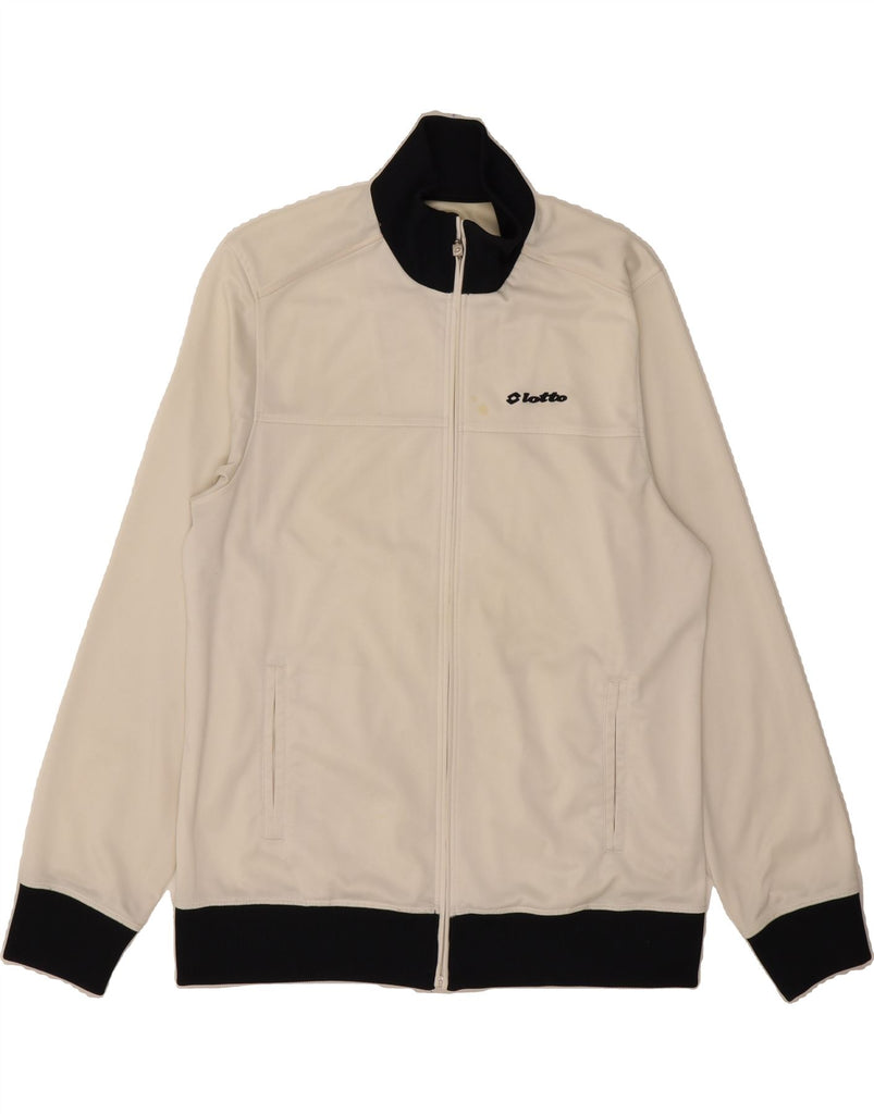 LOTTO Mens Tracksuit Top Jacket Large Off White Colourblock Polyester Vintage Lotto and Second-Hand Lotto from Messina Hembry 