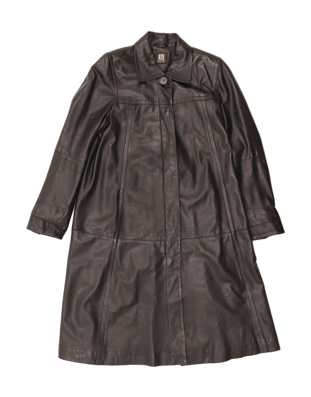 MADELEINE Womens Leather Coat UK 12 Medium Black Leather Vintage Madeleine and Second-Hand Madeleine from Messina Hembry 