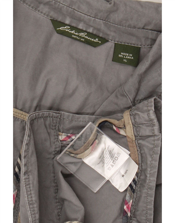 Eddie Bauer Womens 2 Button Blazer Jacket UK 18 XL Grey Cotton