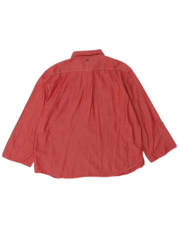 G-Star Womens 3/4 Sleeve Pullover Shirt UK 18 XL Red Cotton