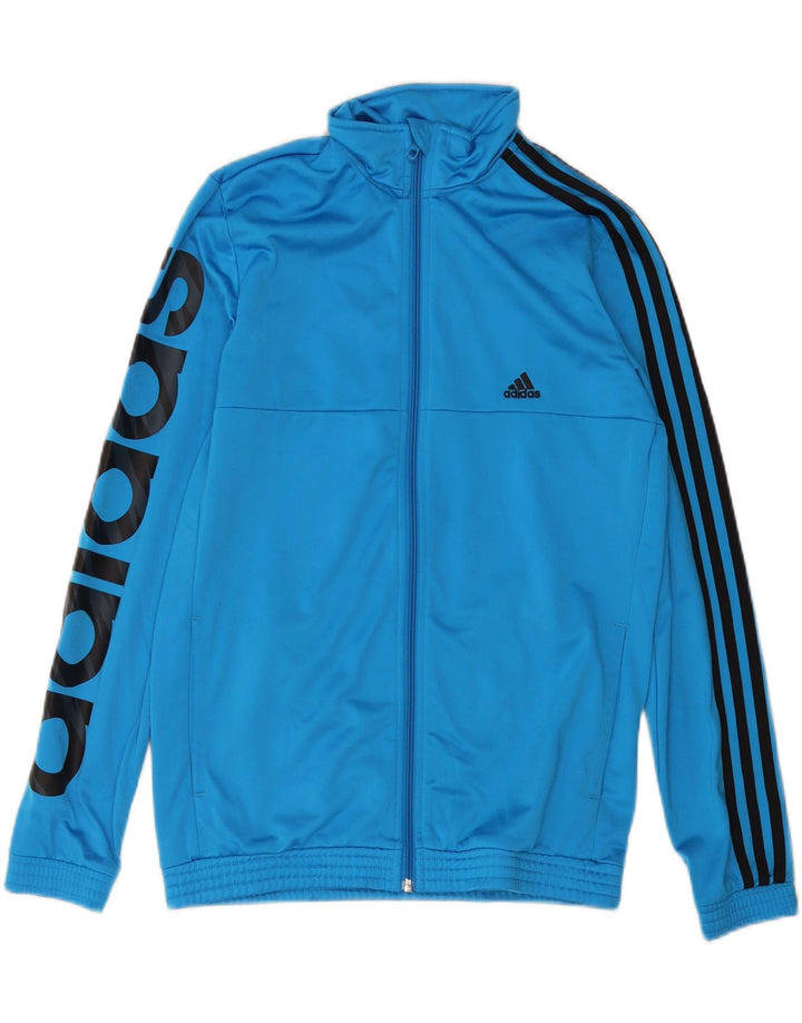 ADIDAS Mens Graphic Tracksuit Top Jacket Small Blue Polyester