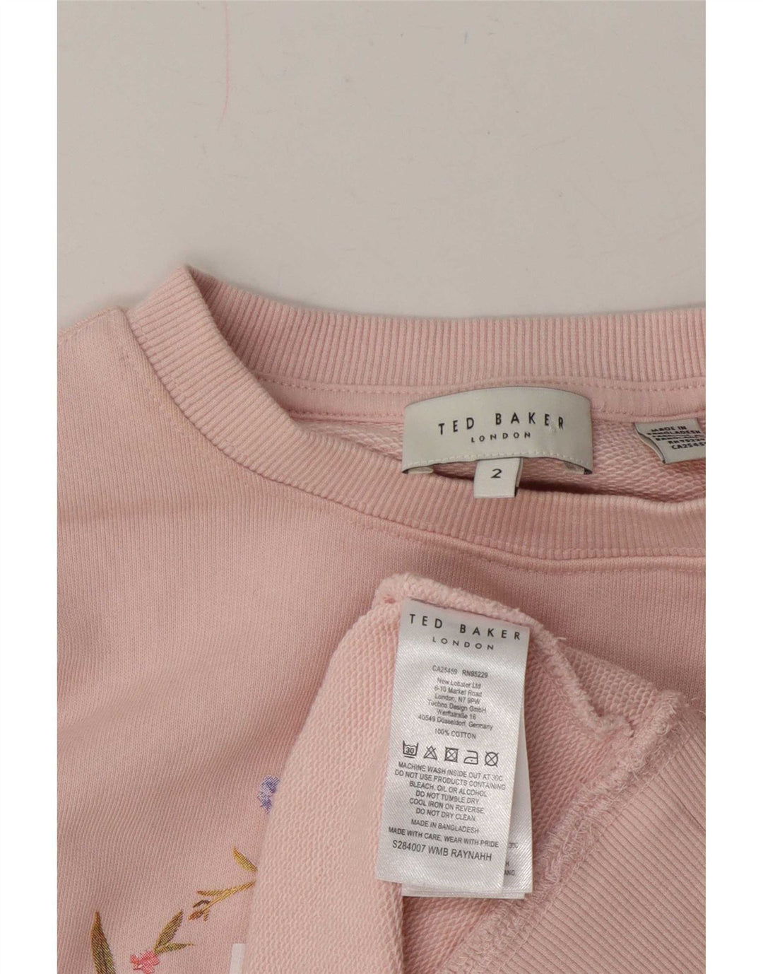 Ted Baker Womens Graphic Oversized Sweatshirt Jumper Size 2 Small Pink
