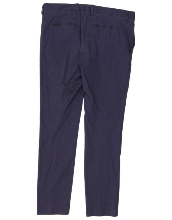 Zara Mens Slim Chino Trousers EU 44 Large W34 L32 Navy Blue