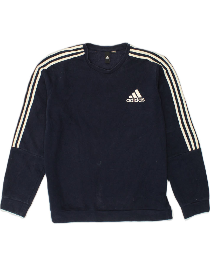 ADIDAS Mens Sweatshirt Jumper Large Navy Blue Cotton | Vintage Adidas | Thrift | Second-Hand Adidas | Used Clothing | Messina Hembry 