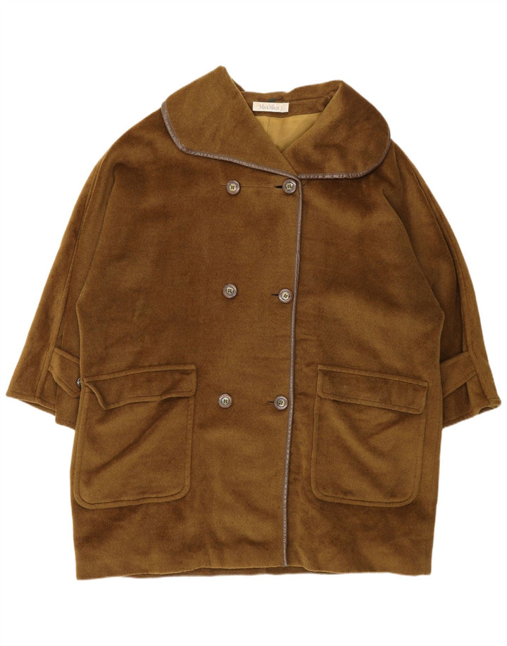 Max Mara Womens Oversized Double Breasted Coat UK 12 Medium Khaki