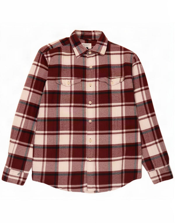 American Eagle Mens Regular Fit Flannel Shirt Medium Burgundy Plaid Cotton