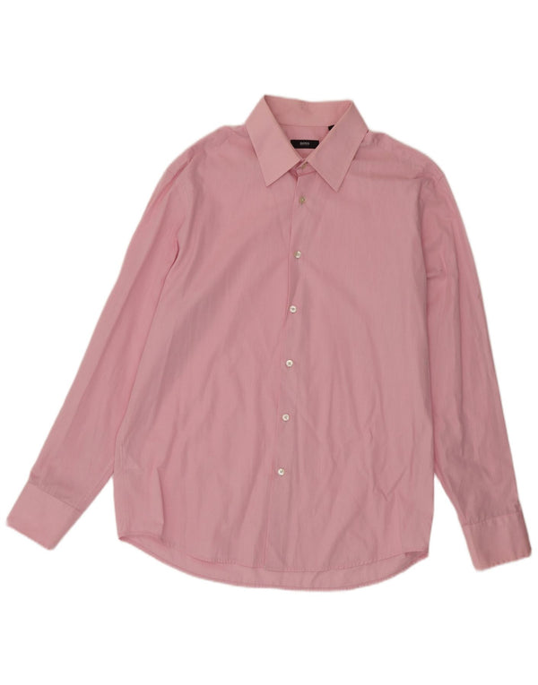 Hugo Boss Mens Shirt Size 44 17 1/2 XL Pink Cotton