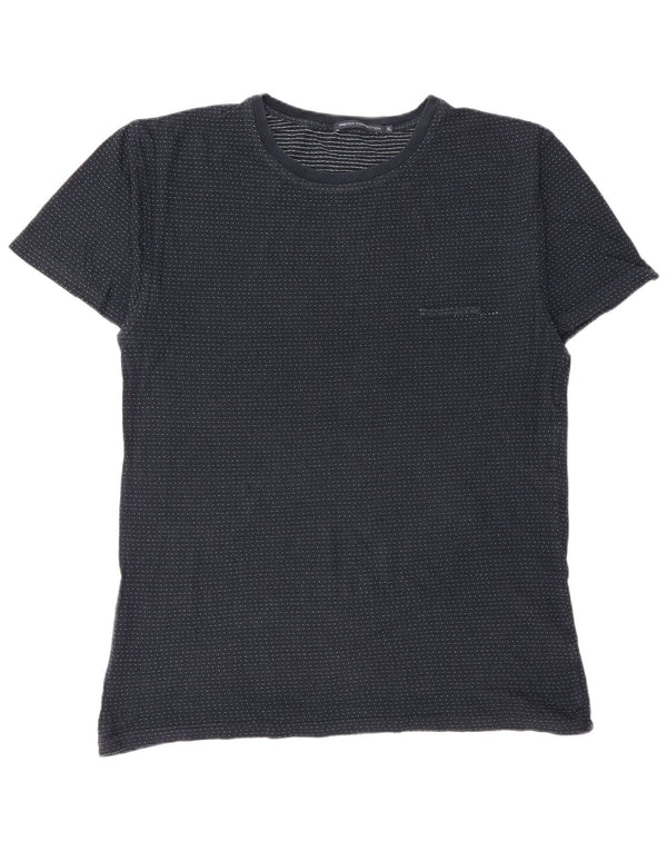 French Connection Mens T-Shirt Top XL Navy Blue Spotted Cotton