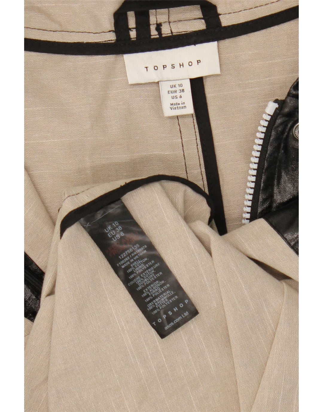 Topshop Womens Hooded Oversized Raincoat UK 10 Small Black Cotton