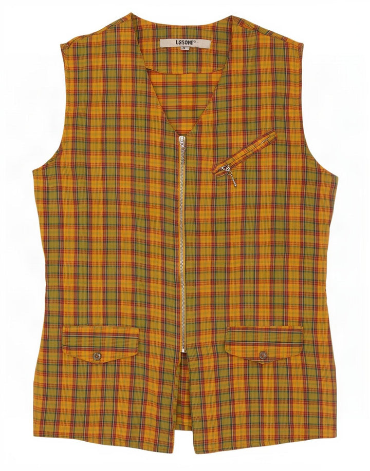 Vintage Womens Utility Gilet EU 38 Medium Multicoloured Check Cotton