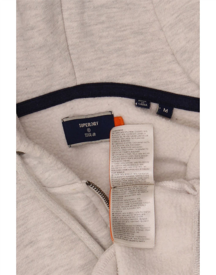 Superdry Mens Zip Hoodie Sweater Medium Grey Cotton