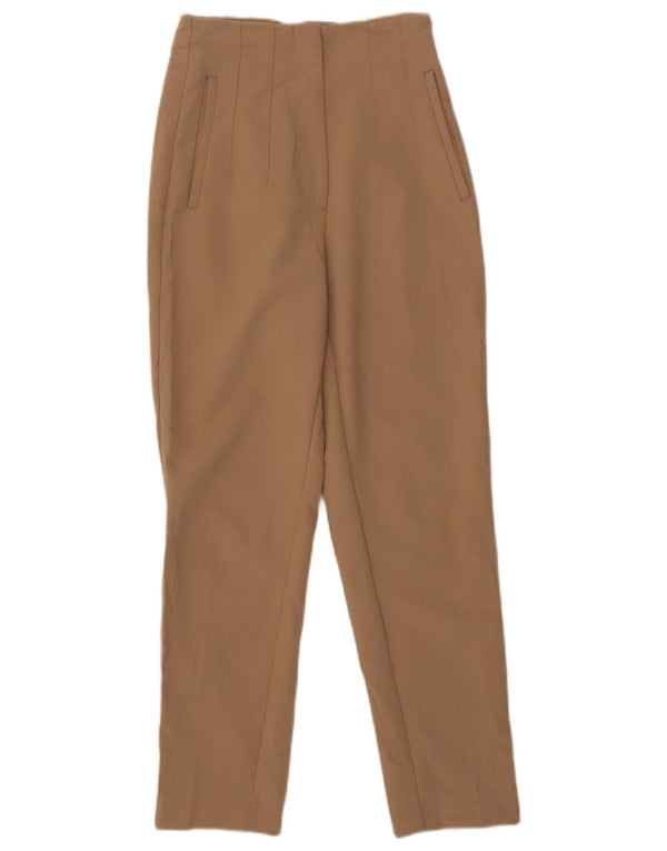 Zara Womens High Waist Suit Trousers XS W24 L27 Beige Polyester