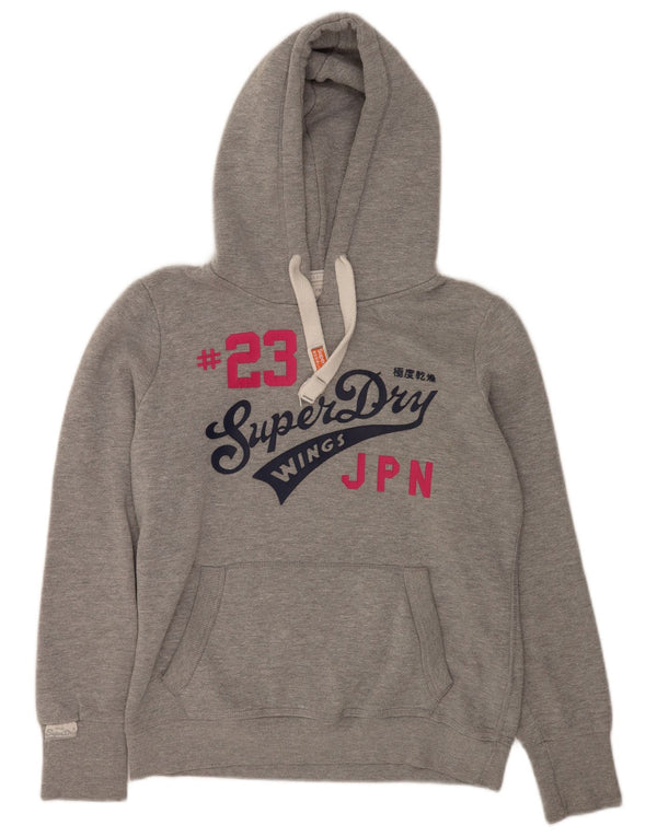 Superdry Womens Graphic Hoodie Jumper UK 16 Large Grey Cotton