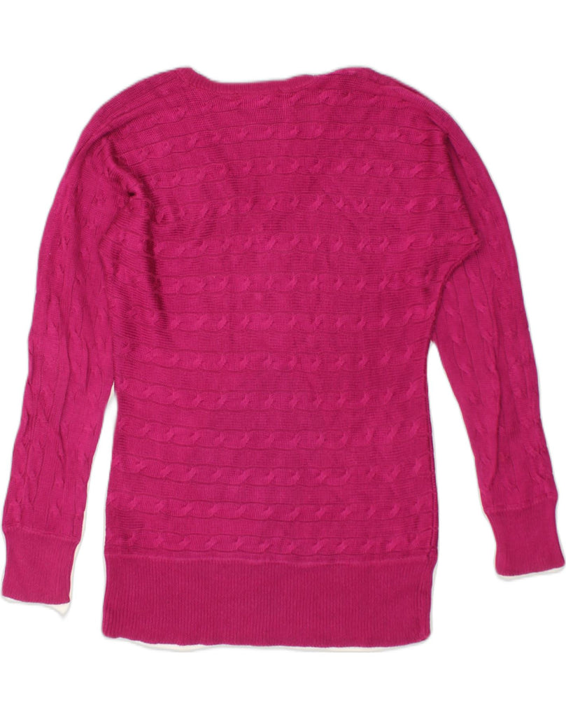 RALPH LAUREN Womens V-Neck Jumper Sweater UK 14 Medium Pink Cotton | Vintage Ralph Lauren | Thrift | Second-Hand Ralph Lauren | Used Clothing | Messina Hembry 