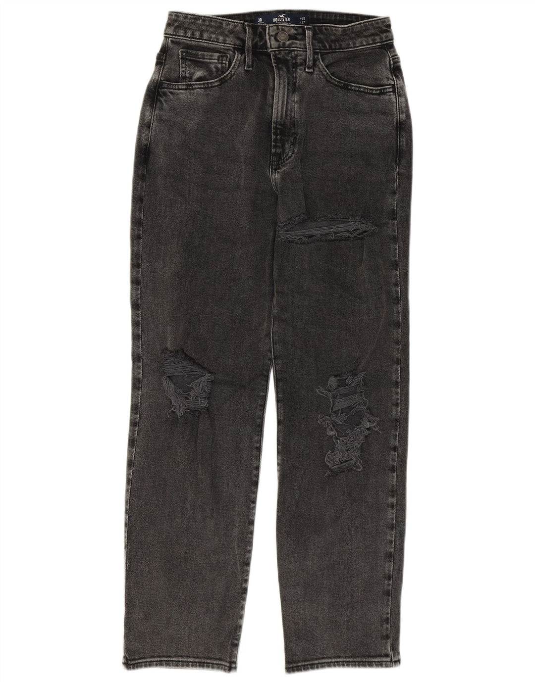 Hollister Womens Distressed Straight Jeans US 3 Small W26 L27 Grey