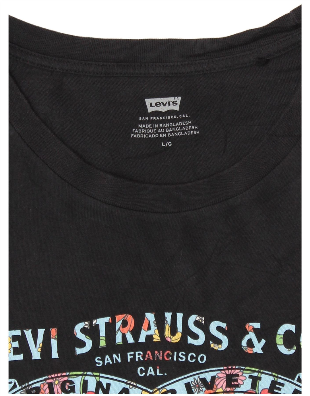 Levi's Womens Graphic T-Shirt Top UK 16 Large Black