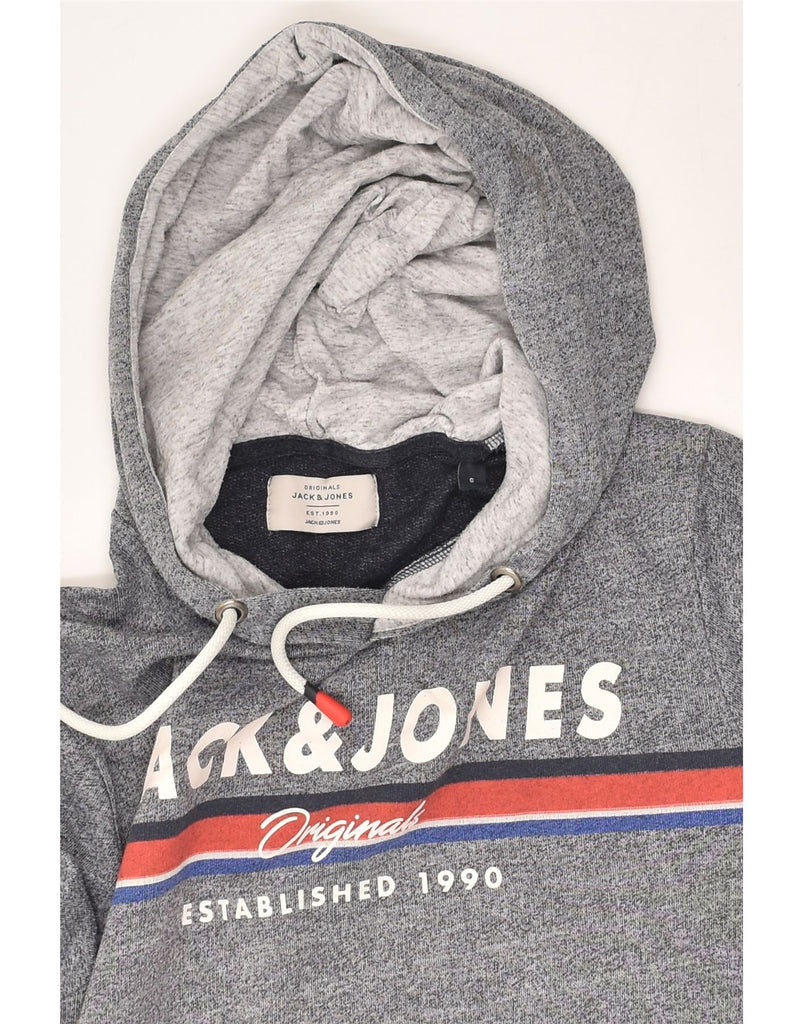 JACK & JONES Mens Graphic Hoodie Jumper Small Grey Cotton | Vintage Jack & Jones | Thrift | Second-Hand Jack & Jones | Used Clothing | Messina Hembry 