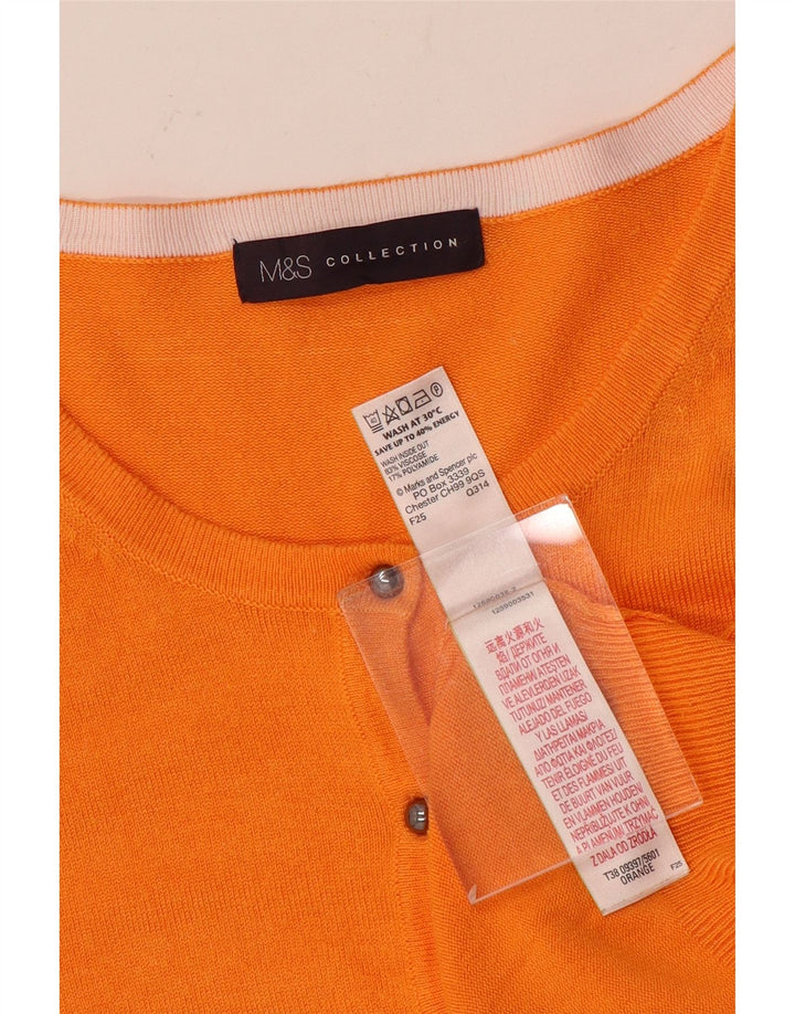 Marks & Spencer Womens Cardigan Sweater UK 12 Medium Orange Viscose