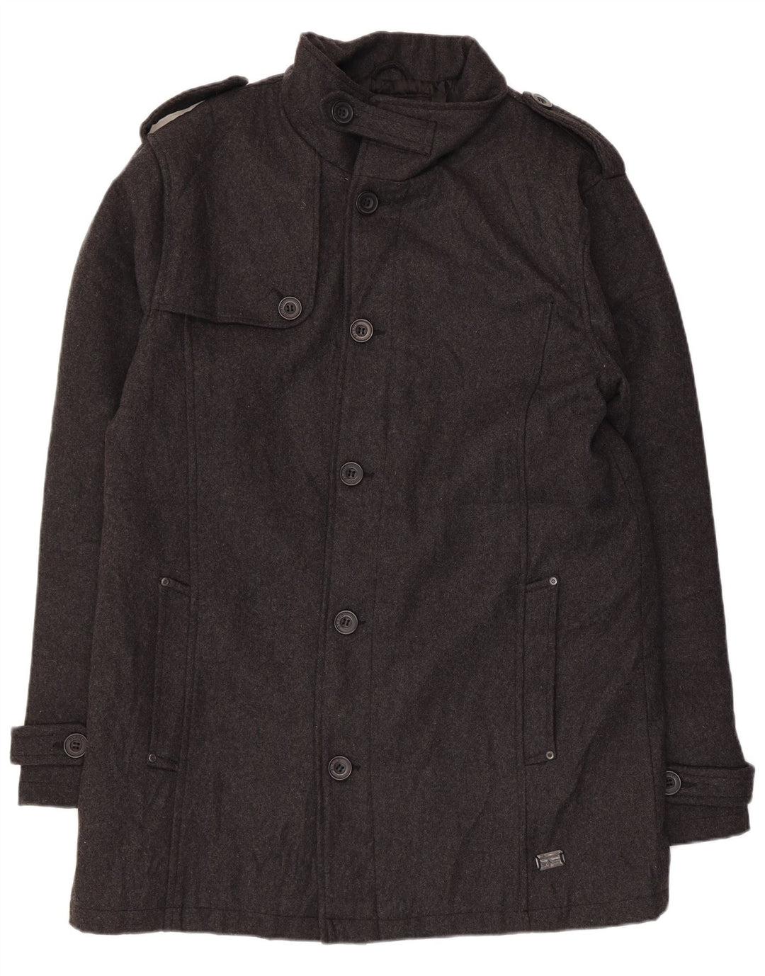 Blend Mens Military Overcoat UK 44 2XL Grey Wool