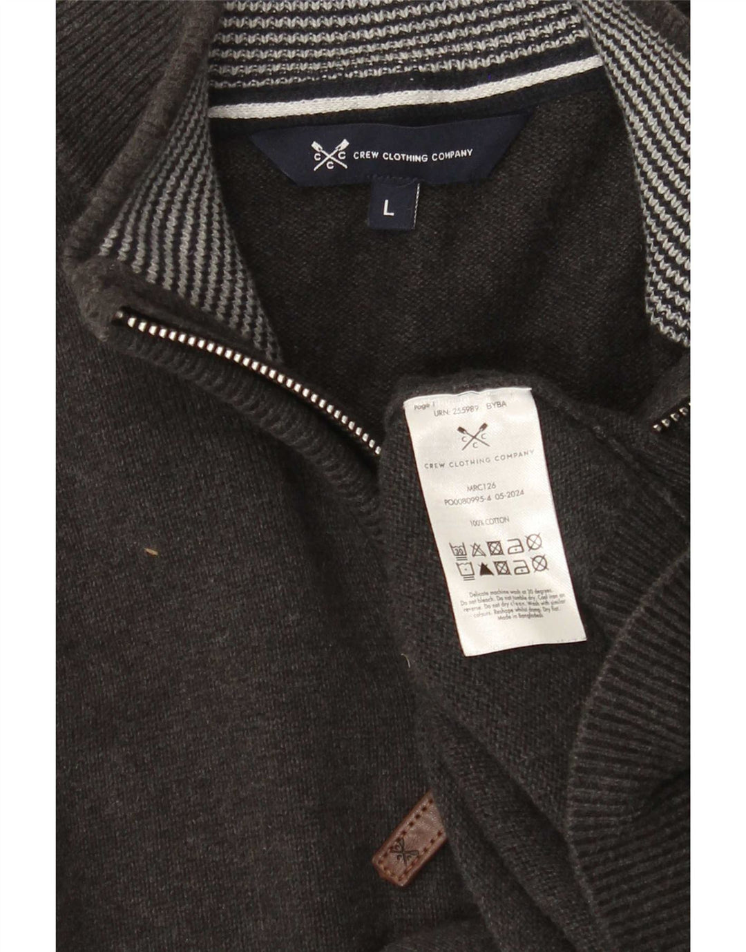 Crew Clothing Mens Zip Neck Jumper Sweater Large Grey Cotton