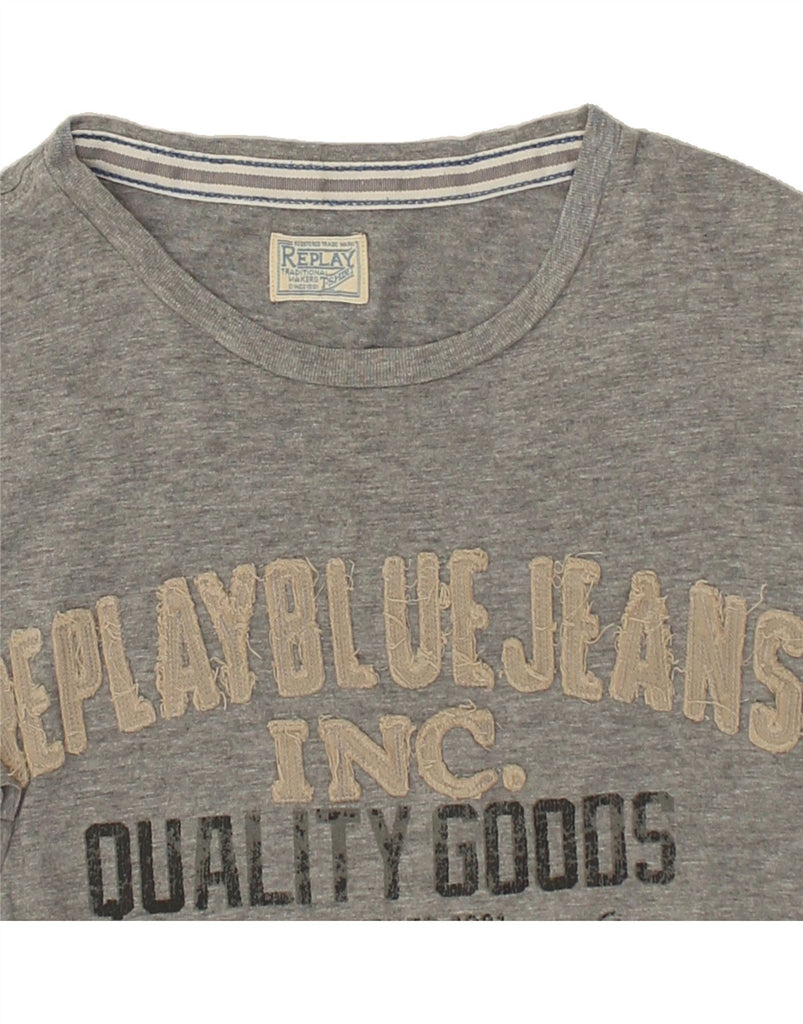 REPLAY Womens Graphic T-Shirt Top UK 18 XL Grey Cotton | Vintage Replay | Thrift | Second-Hand Replay | Used Clothing | Messina Hembry 