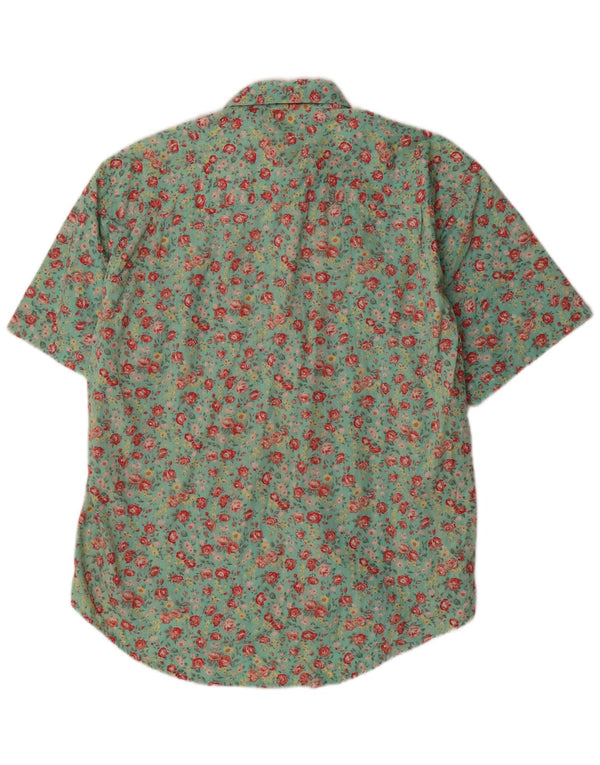 Vintage Womens Oversized Short Sleeve Shirt EU 42/44 Large Green Floral