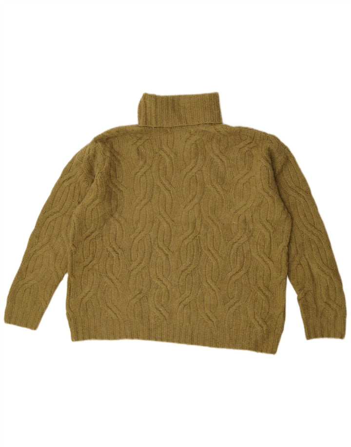 Marks & Spencer Womens Roll Neck Jumper Sweater UK 14 Medium Khaki Acrylic
