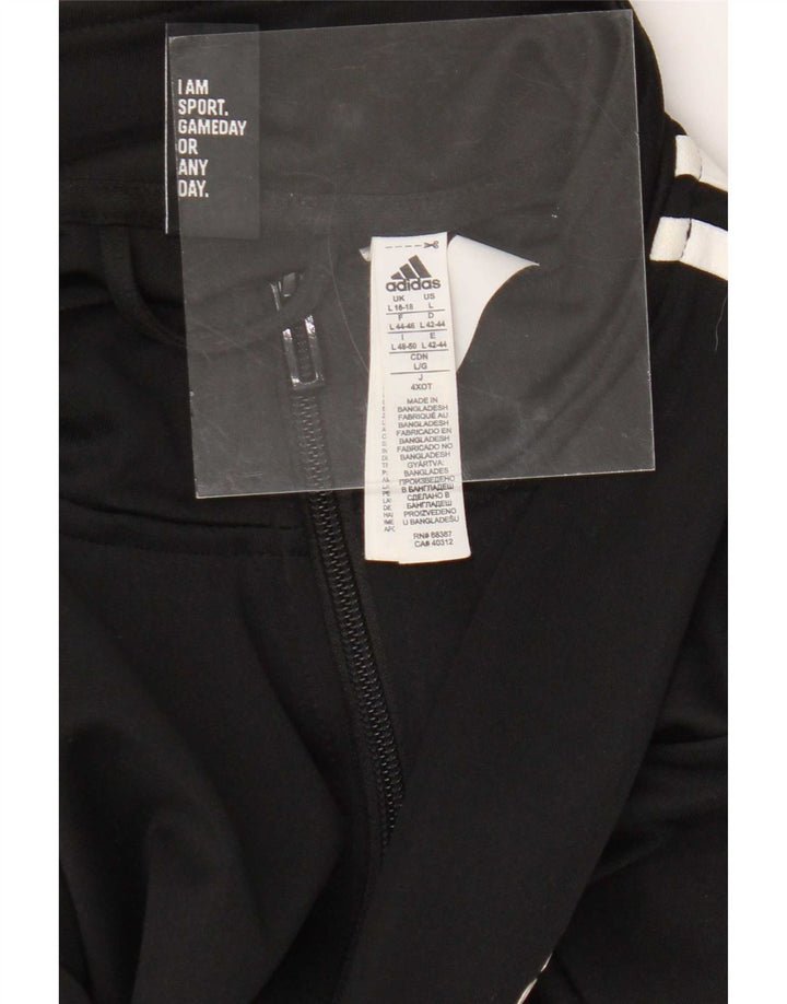 Adidas Womens Tracksuit Top Jacket UK 16/18 Large Black Polyester