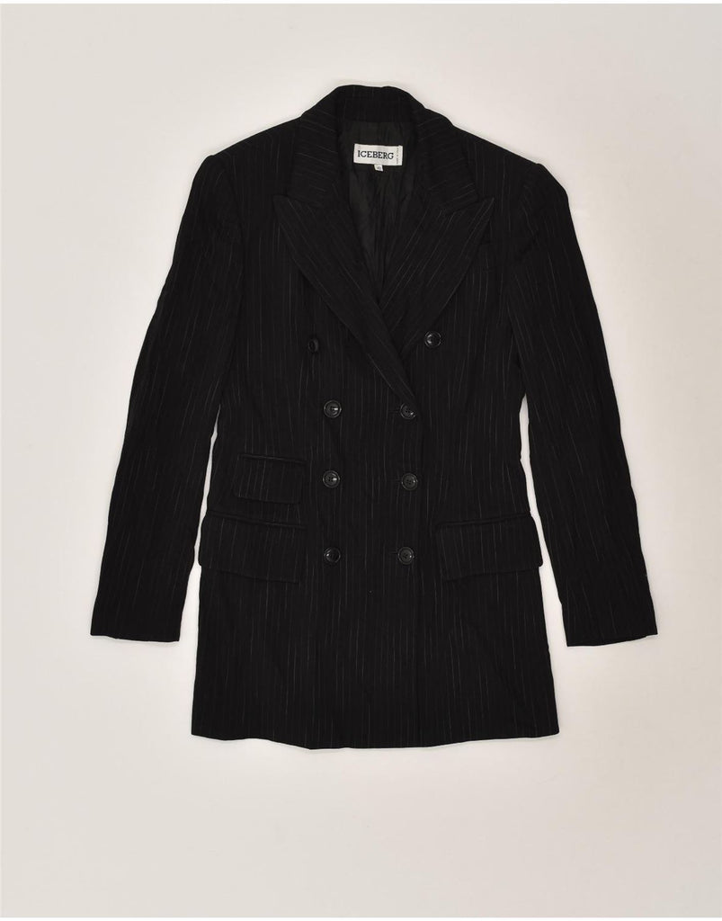 ICEBERG Womens Double Breasted Blazer Jacket IT 42 Medium Black Striped | Vintage Iceberg | Thrift | Second-Hand Iceberg | Used Clothing | Messina Hembry 