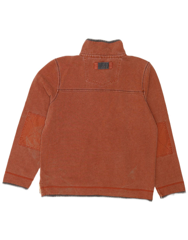 Fat Face Mens Zip Neck Sweatshirt Jumper Medium Brown Cotton