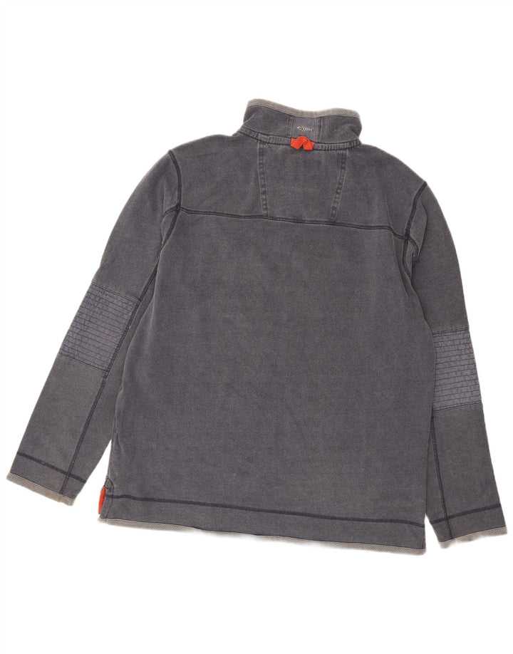 Weird Fish Mens Zip Neck Sweatshirt Jumper Large Navy Blue Cotton