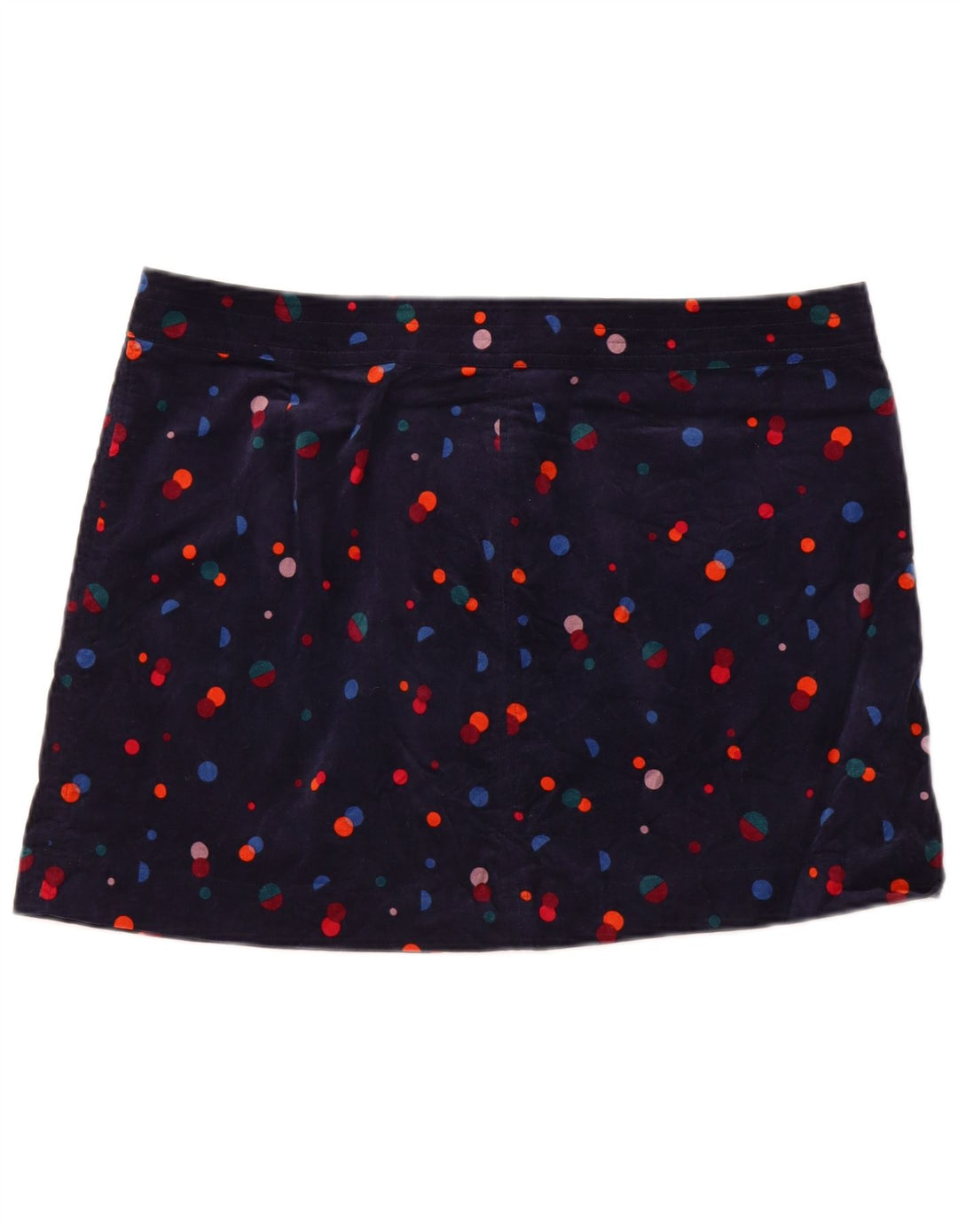 MONSOON Womens Velvet Mini Skirt UK 20 2XL W40 Navy Blue Spotted Cotton