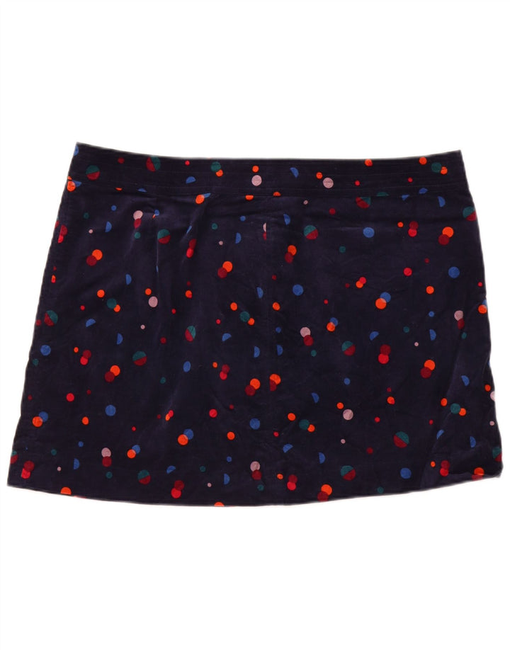 MONSOON Womens Velvet Mini Skirt UK 20 2XL W40 Navy Blue Spotted Cotton