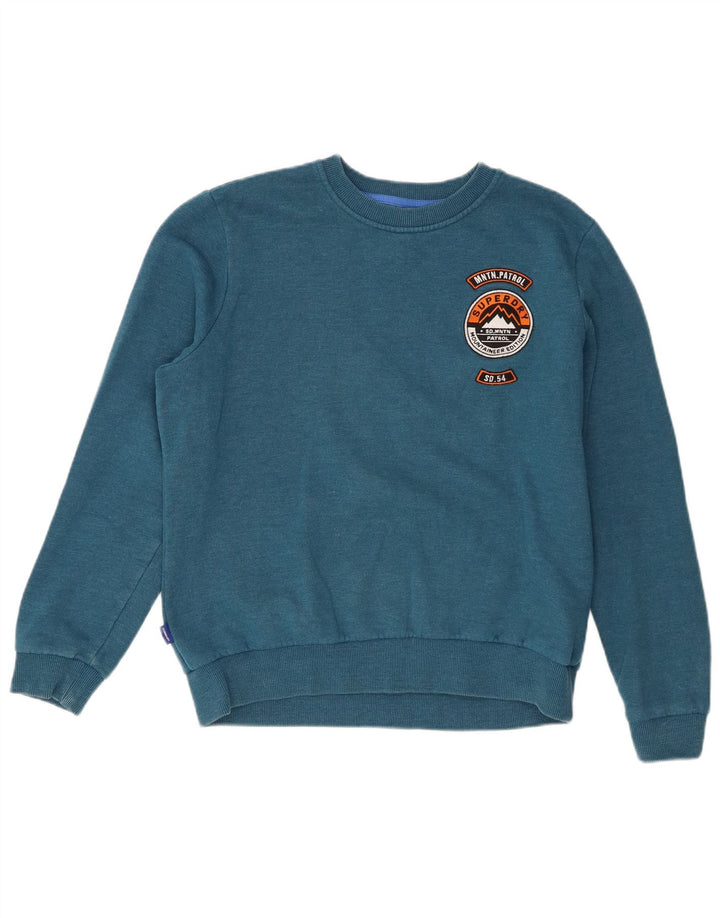 Superdry Womens Graphic Oversized Sweatshirt Jumper UK 10 Small Blue Cotton