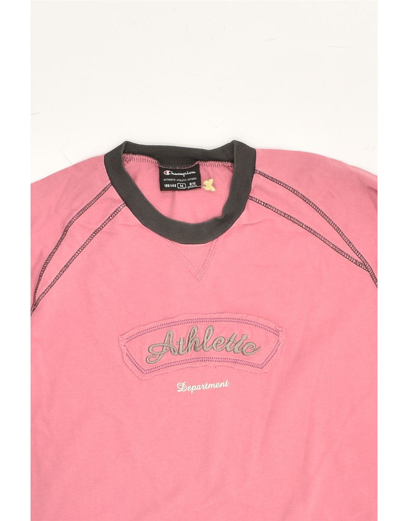 CHAMPION Girls Graphic Top Long Sleeve 9-10 Years Medium Pink Cotton | Vintage Champion | Thrift | Second-Hand Champion | Used Clothing | Messina Hembry 